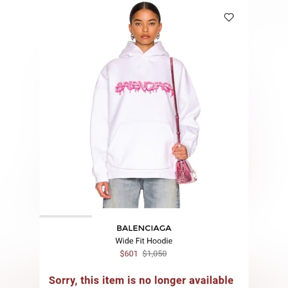 Balenciaga White Hoodie with Bubble Gum Pink Graphic
